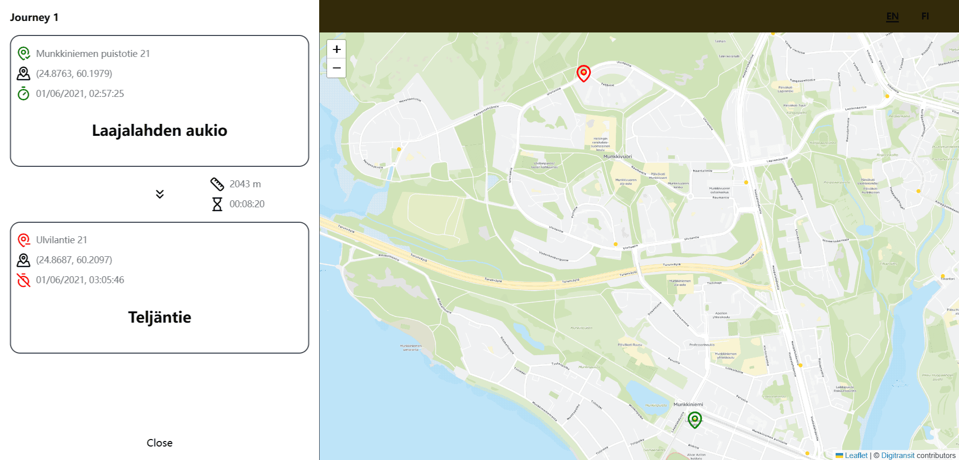 Journey analyser screenshot 3